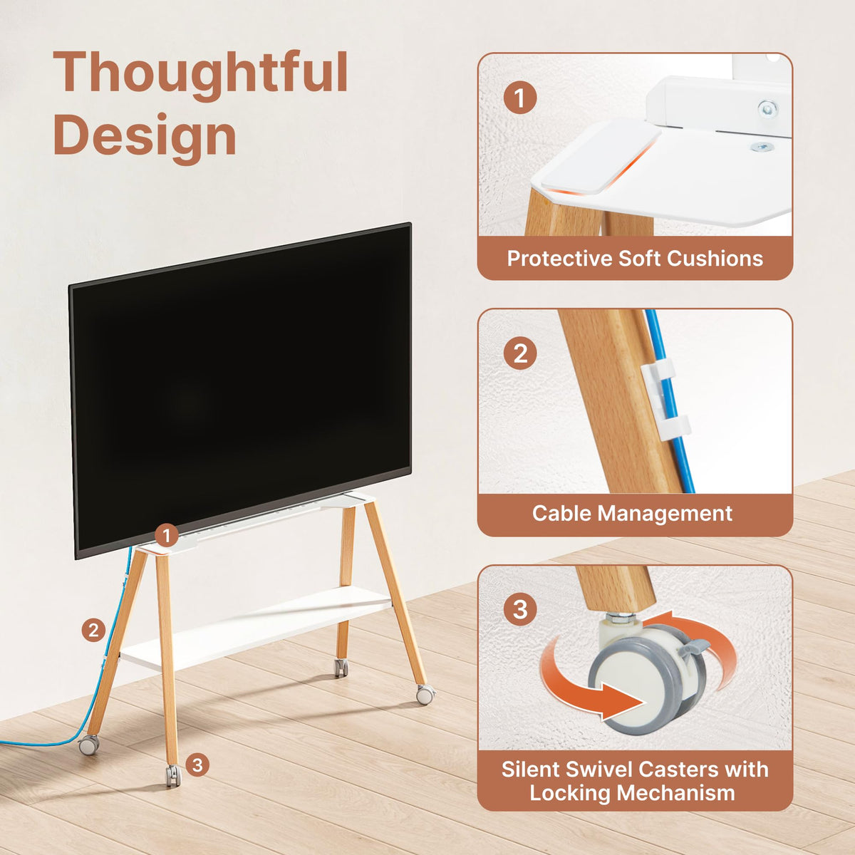 White Rolling Easel TV Stand Z825