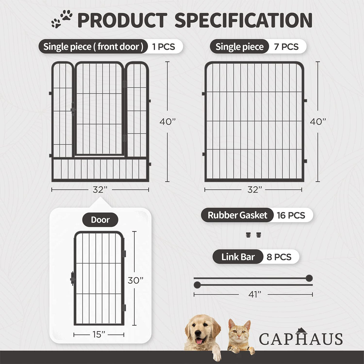 32 Inch Metal Foldable Pet Playpen with Door A9088