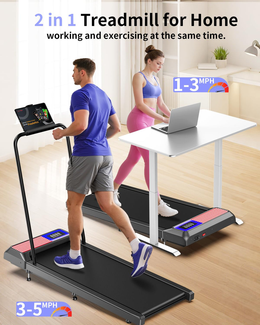 Portable Under Desk Treadmill with Incline T97018