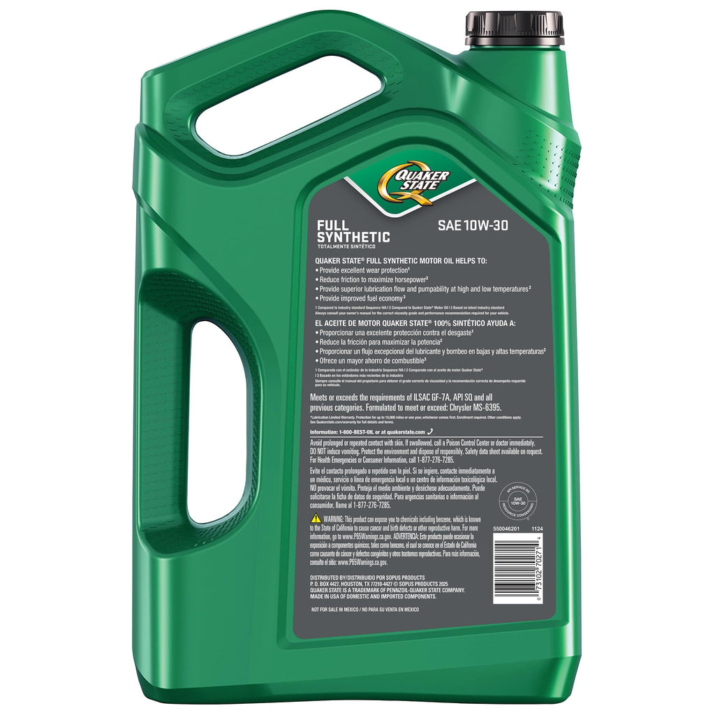 10W-30 Full Synthetic Motor Oil, 5 Quart S470986