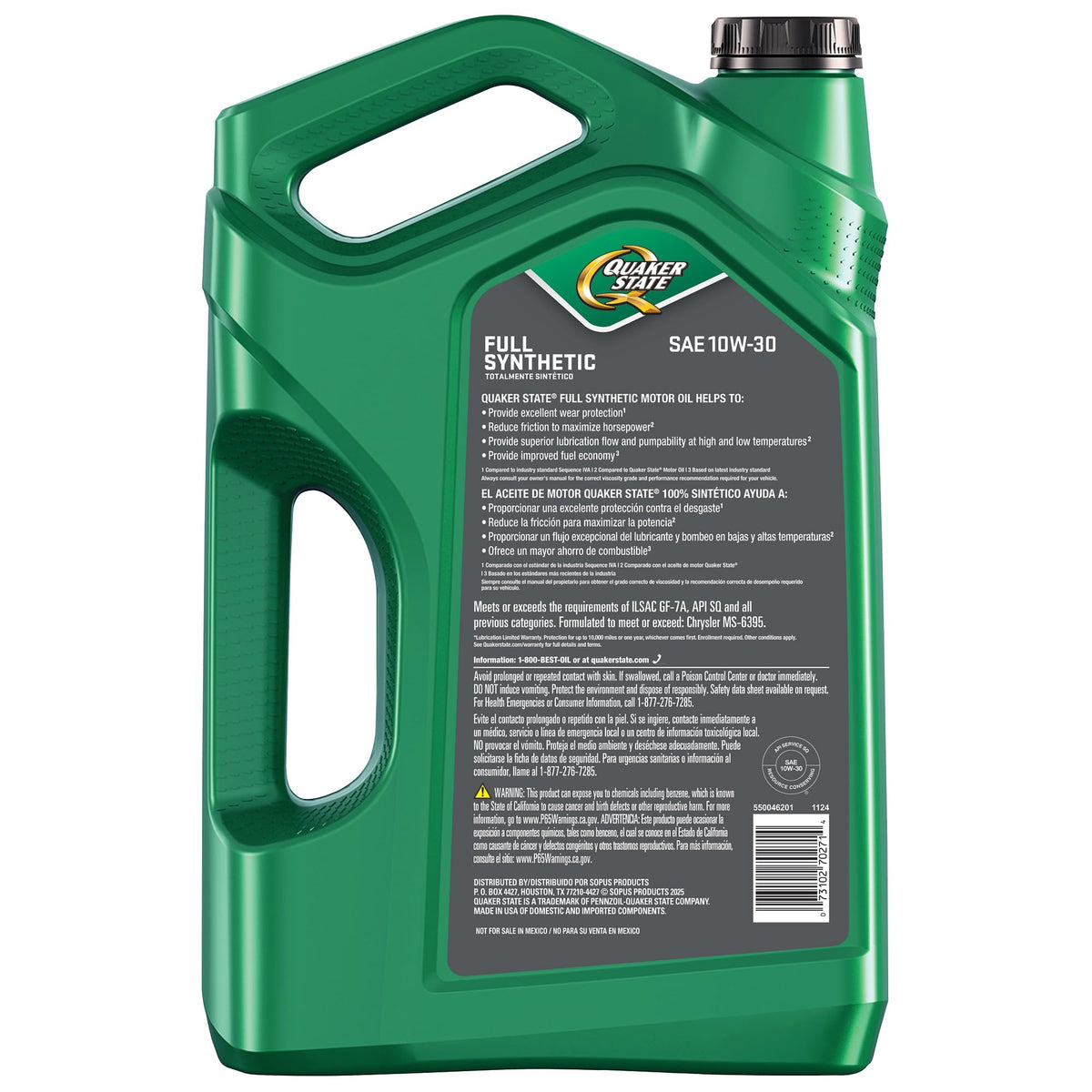 10W-30 Full Synthetic Motor Oil, 5 Quart S470986