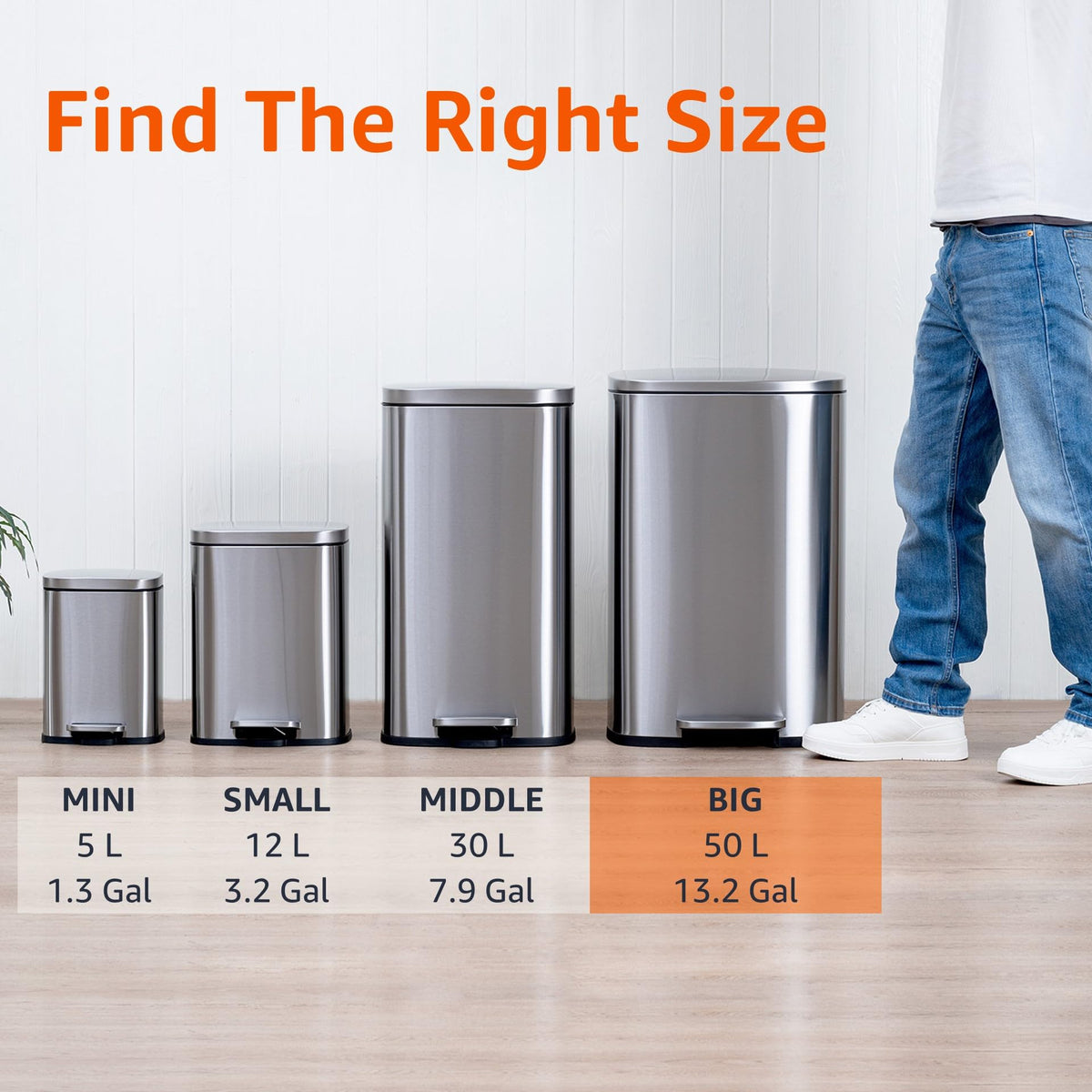 13.2 Gallon Soft-Close Stainless Steel Trash Can J4300