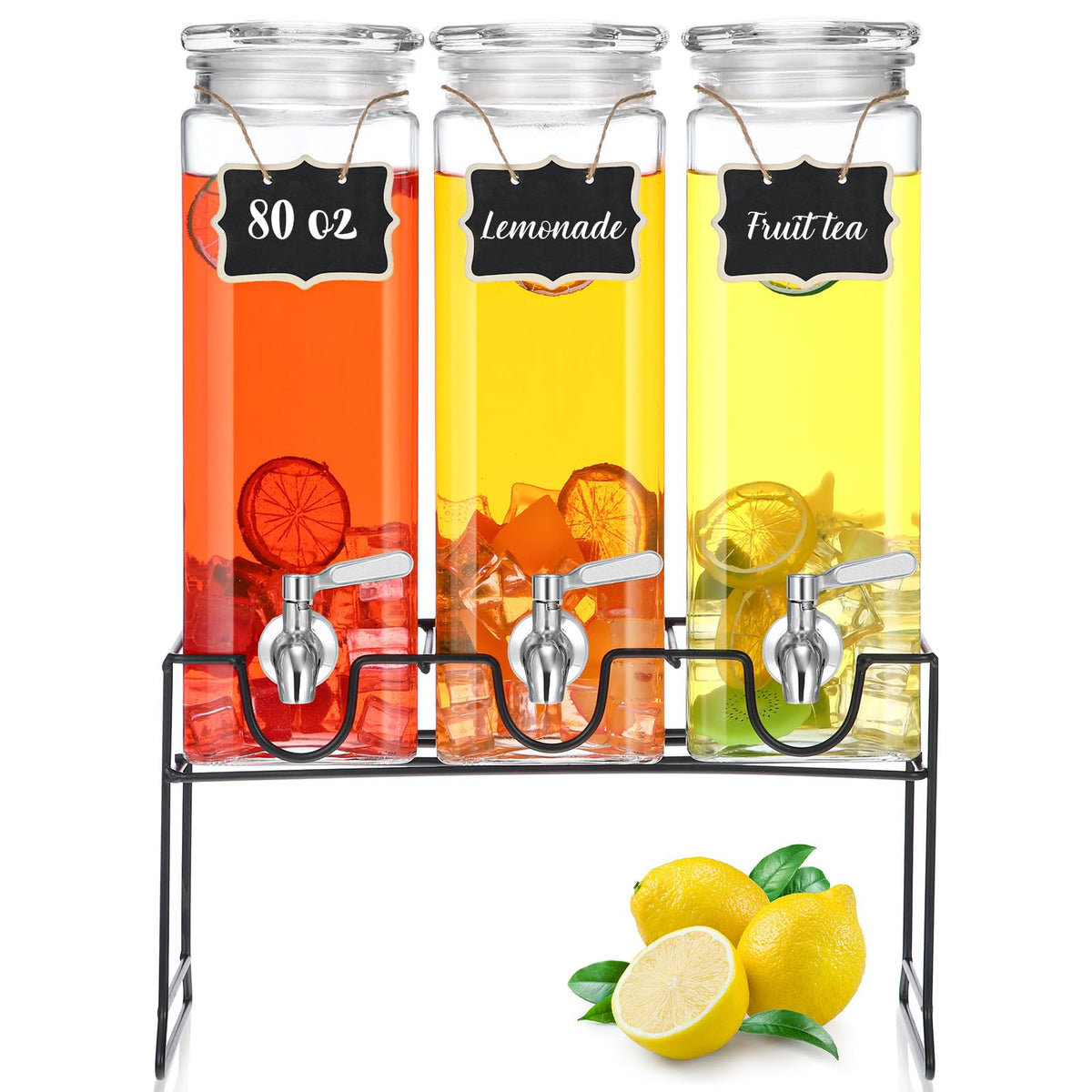 80 oz Glass Drink Dispenser with Stand and Spigot K8091