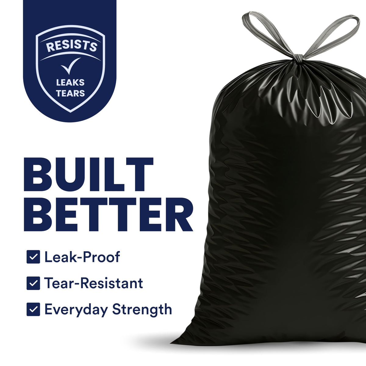 32-33 Gallon 1.2 Mil Black Drawstring Trash Bags, 100 Count X233996