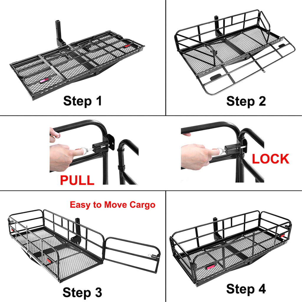 Heavy Duty Folding Hitch Mount Cargo Carrier 60" x 24" x 14.4" P92724