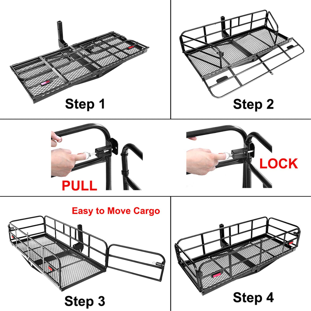 Heavy Duty Folding Hitch Mount Cargo Carrier 60" x 24" x 14.4" P92724