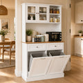 68.4" White Kitchen Pantry Storage Cabinet with Shelf, 2 Drawers and Tilt Out Trash Cabinet L814