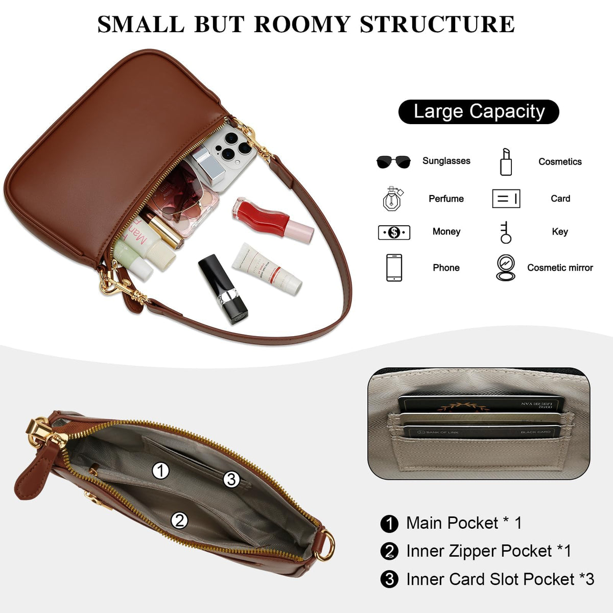 Small Black Purse with Zipper Closure Y1272