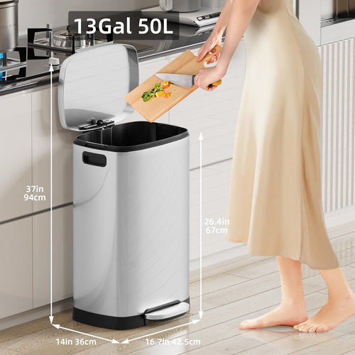 13 Gallon Stainless Steel Step Trash Can with Lid R423