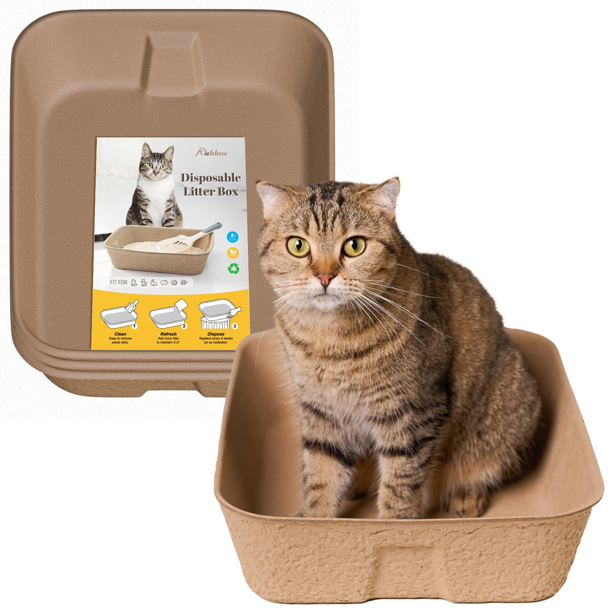 4 Pack Disposable Cardboard Cat Litter Boxes L790058