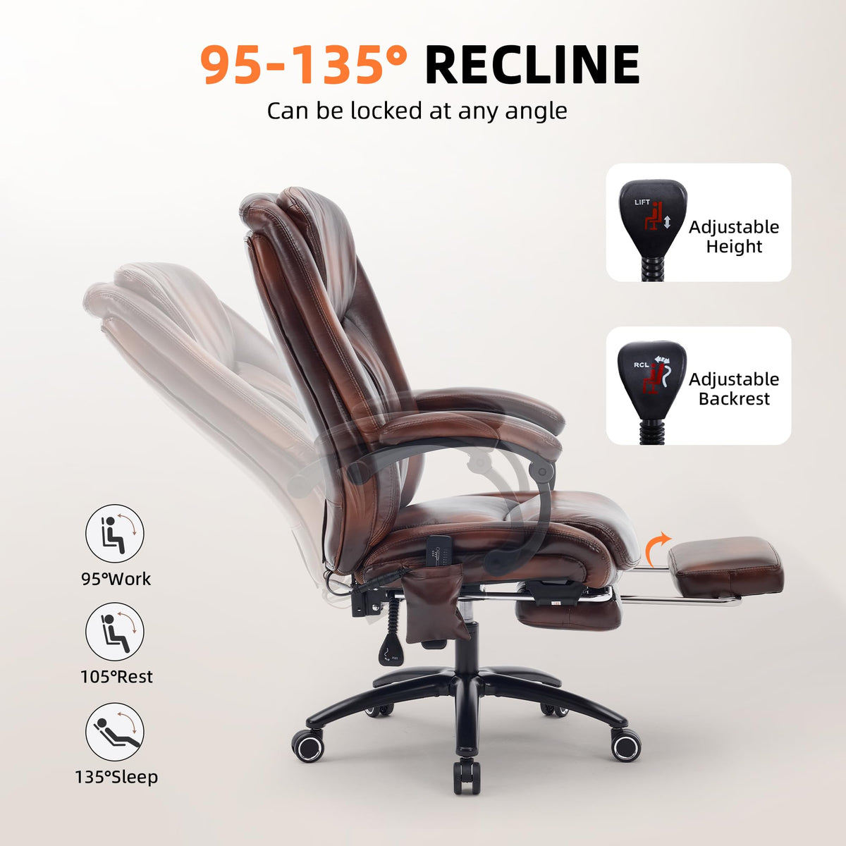 Massage Office Chair with Heat and Foot Rest V85138