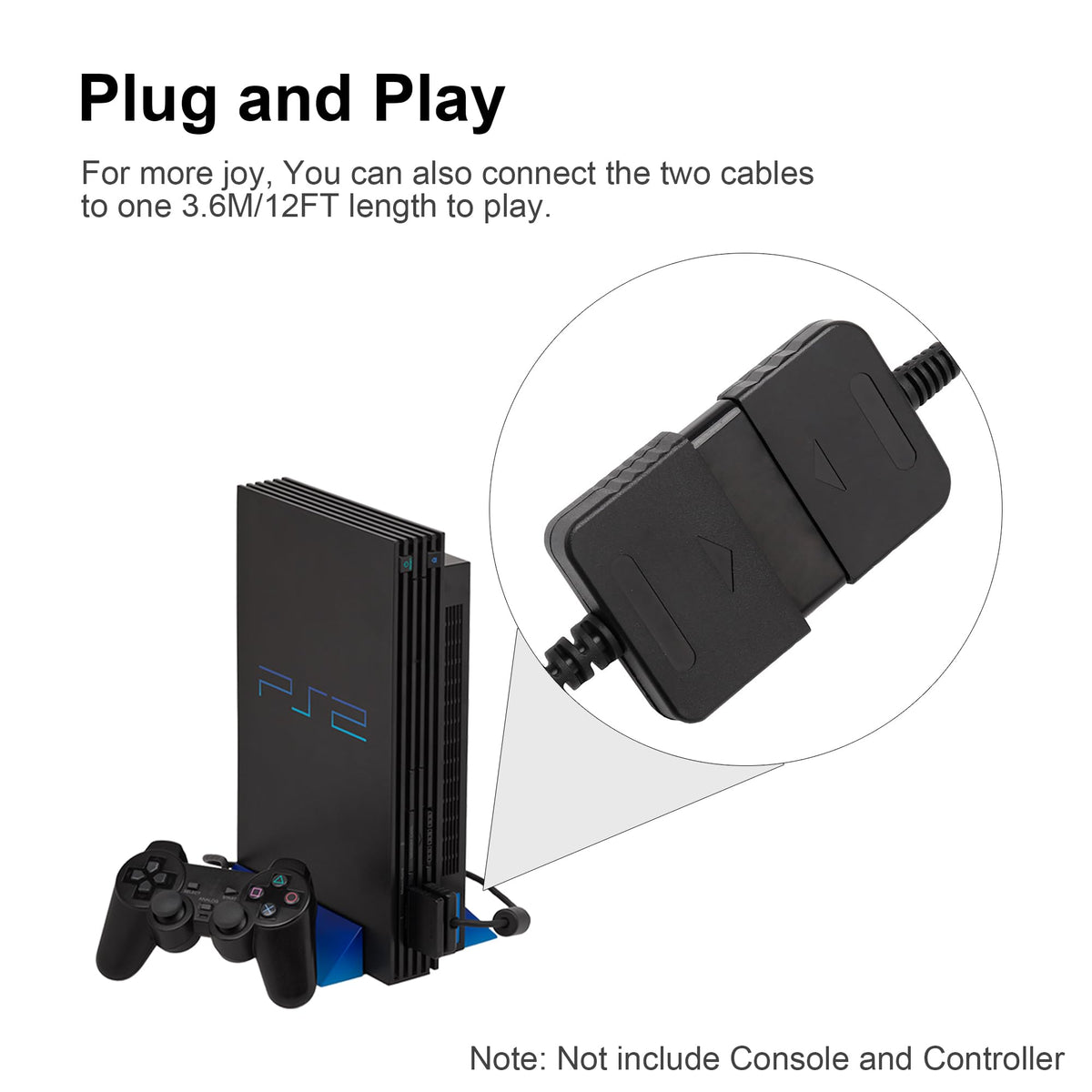 PS2 Controller Extension Cable 2-Pack 1.8M/6FT V92974