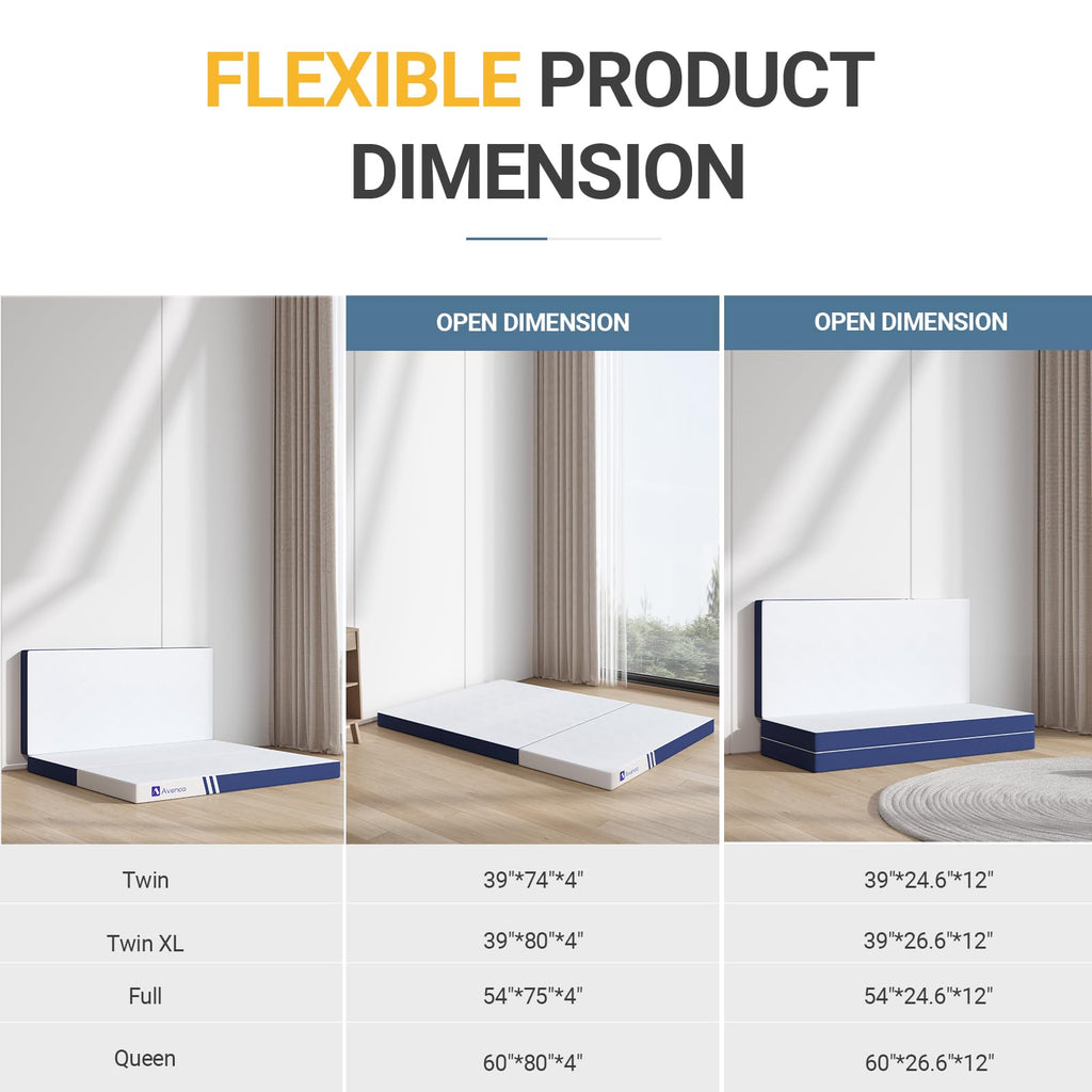 Foldable Memory Foam Mattress Topper Twin 4 Inch H921