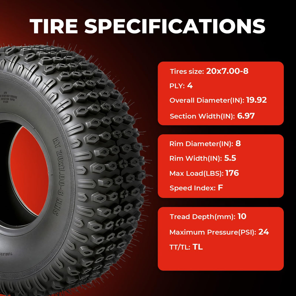 20x7-8 All-Terrain Tubeless Tires Set of 2 N919427