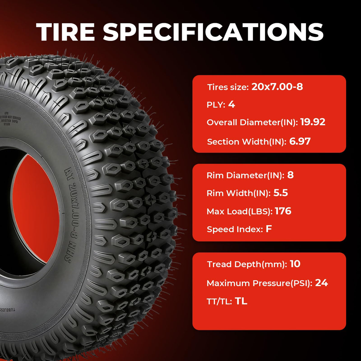 20x7-8 All-Terrain Tubeless Tires Set of 2 N919427