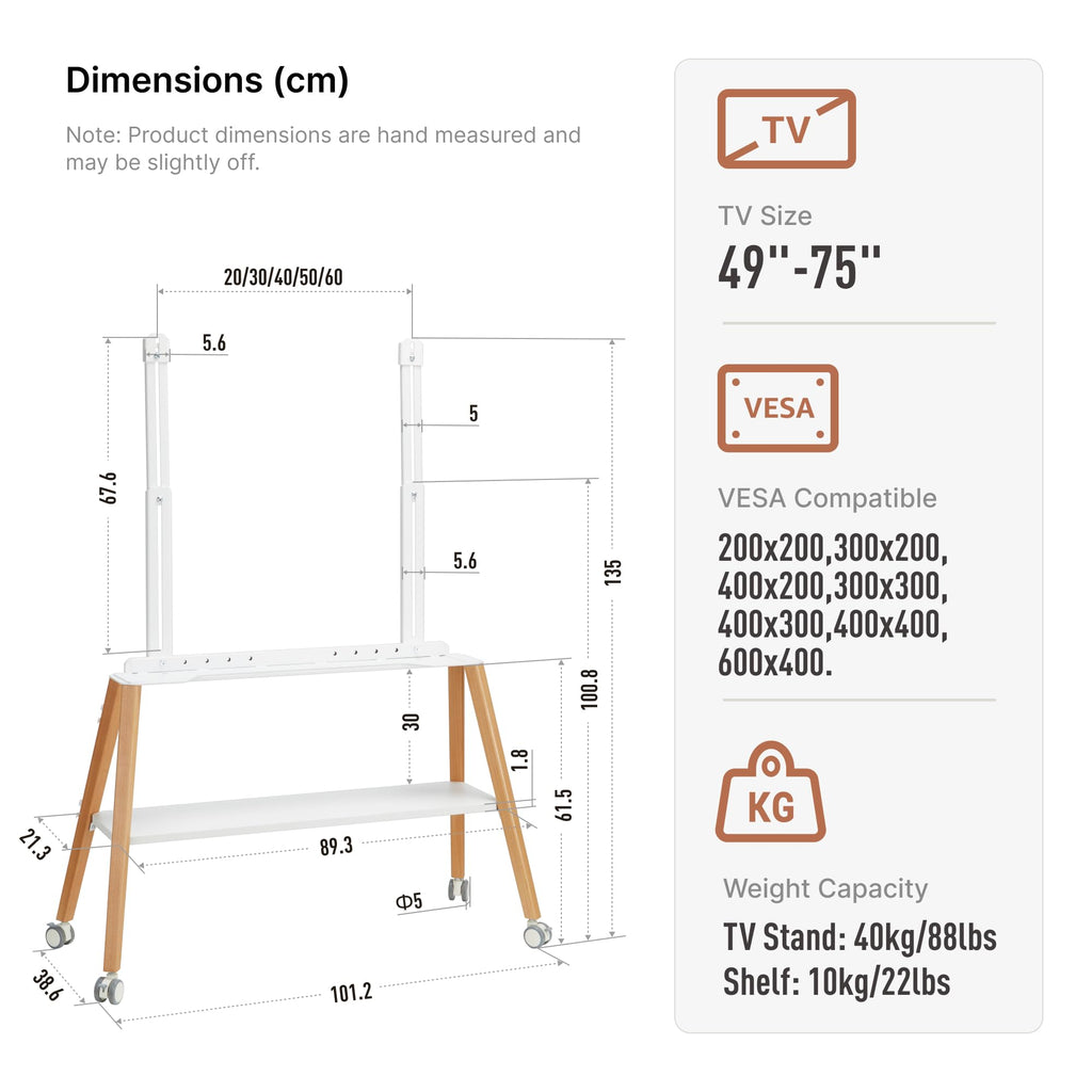 White Rolling Easel TV Stand Z825