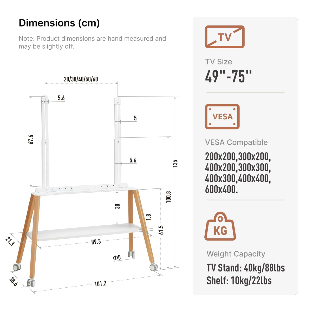 White Rolling Easel TV Stand Z825