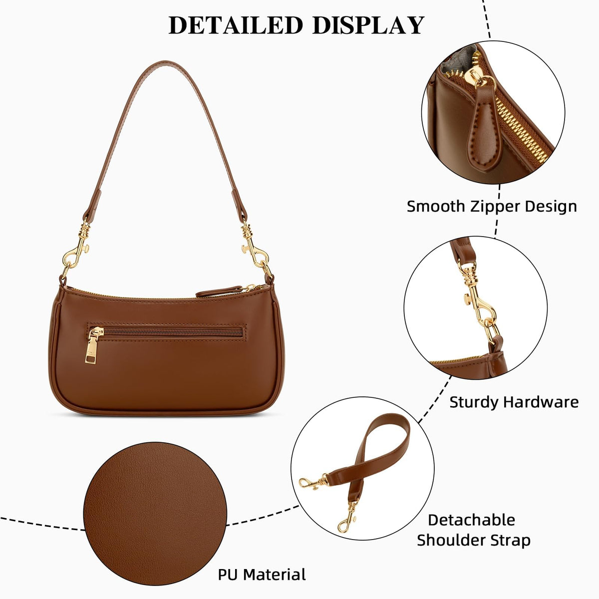 Small Black Purse with Zipper Closure Y1272