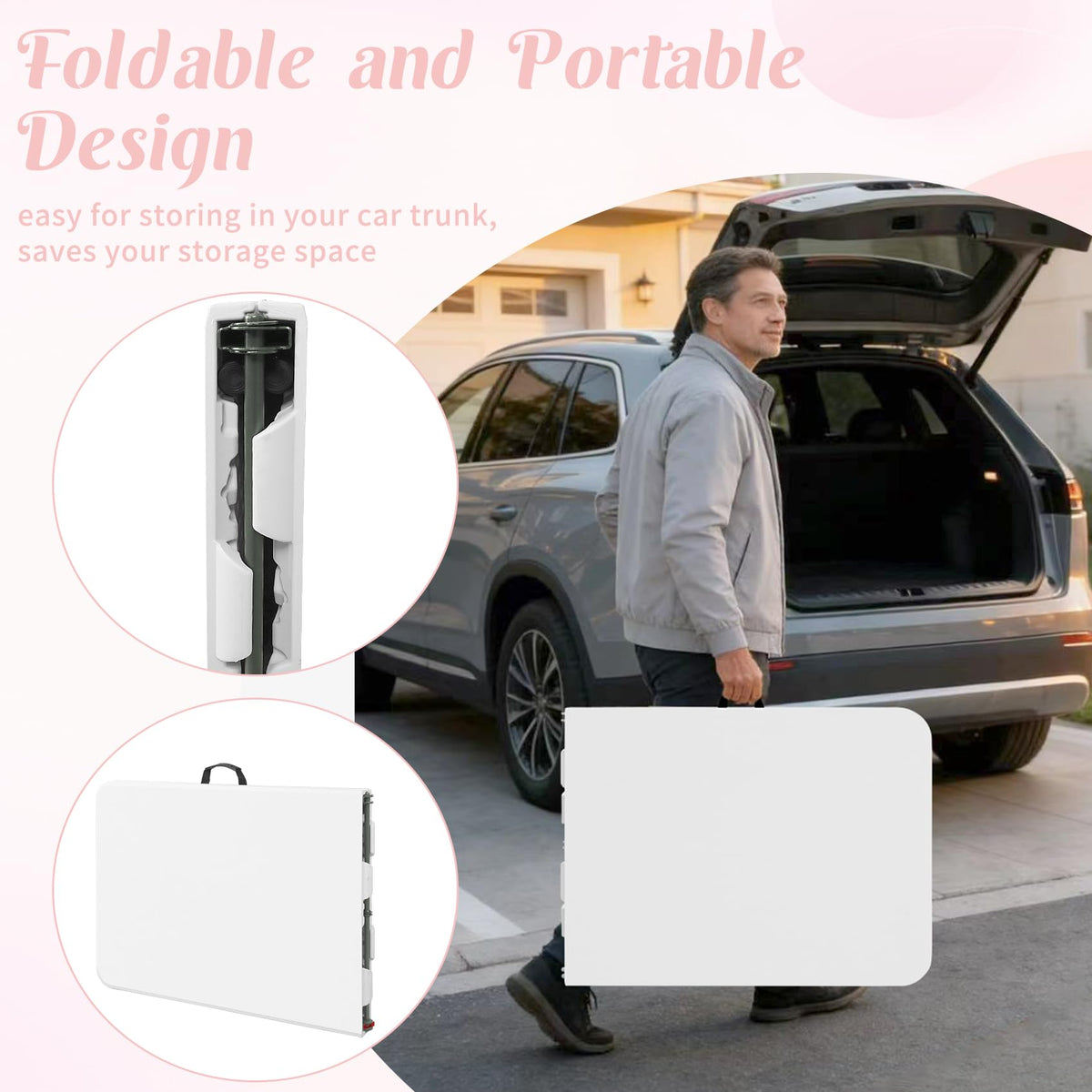 2 Pack 6 Feet Portable Folding Table White Plastic U109