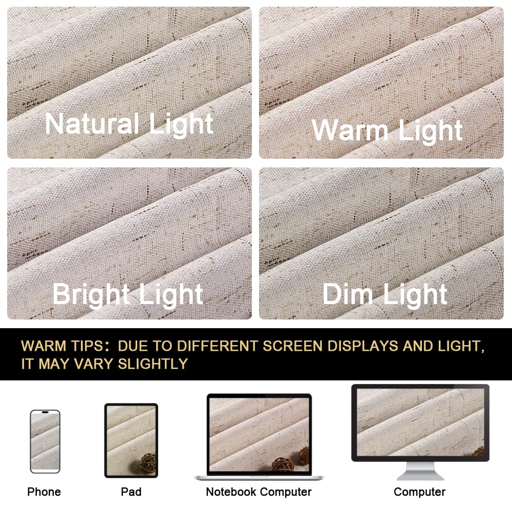 Blackout Curtains 84 Inches Long Faux Linen Thermal Insulated W100 X L84 Inch Y93942