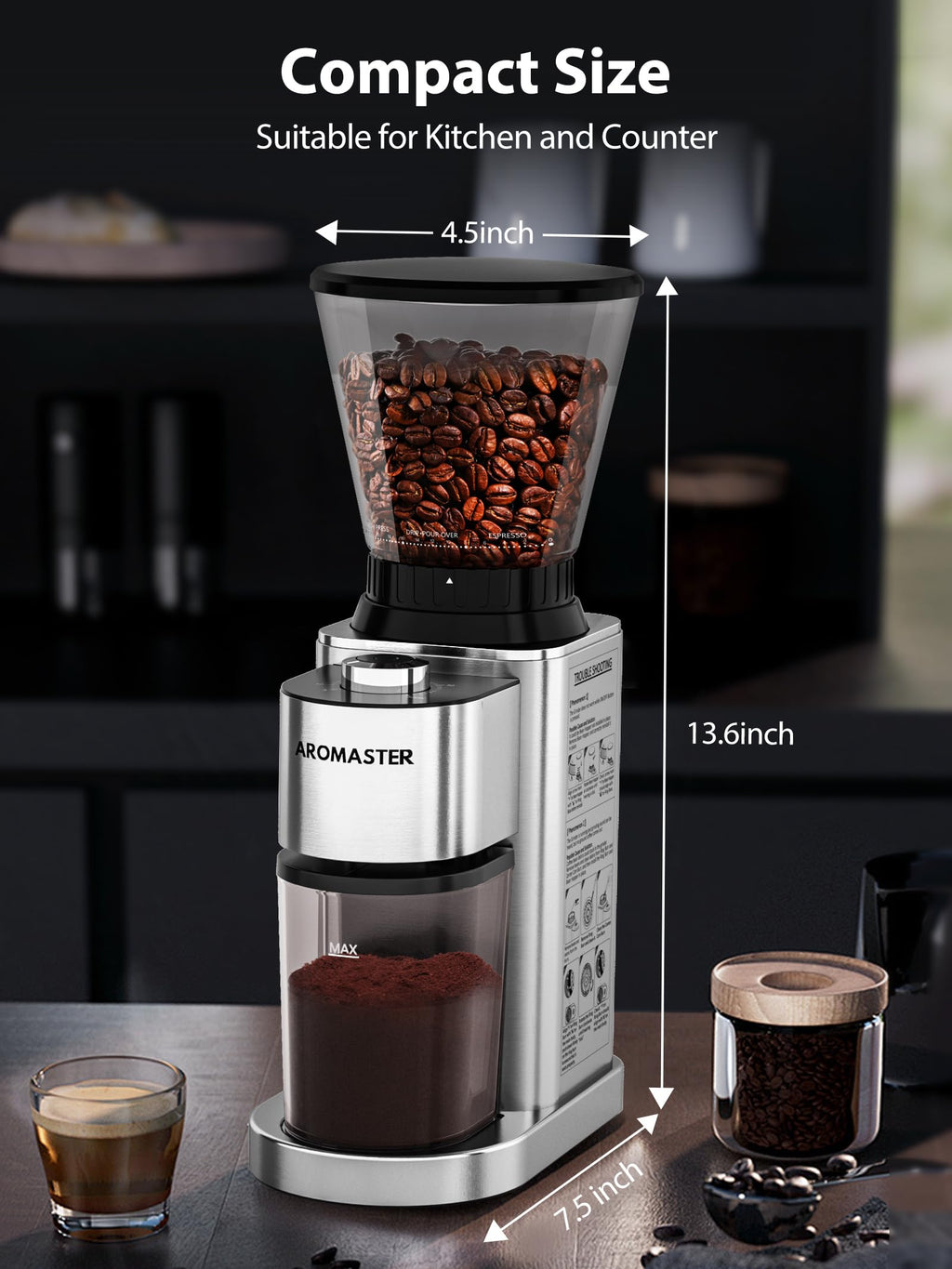 Conical Coffee Bean Grinder, 48 Settings, Anti-Static S6486