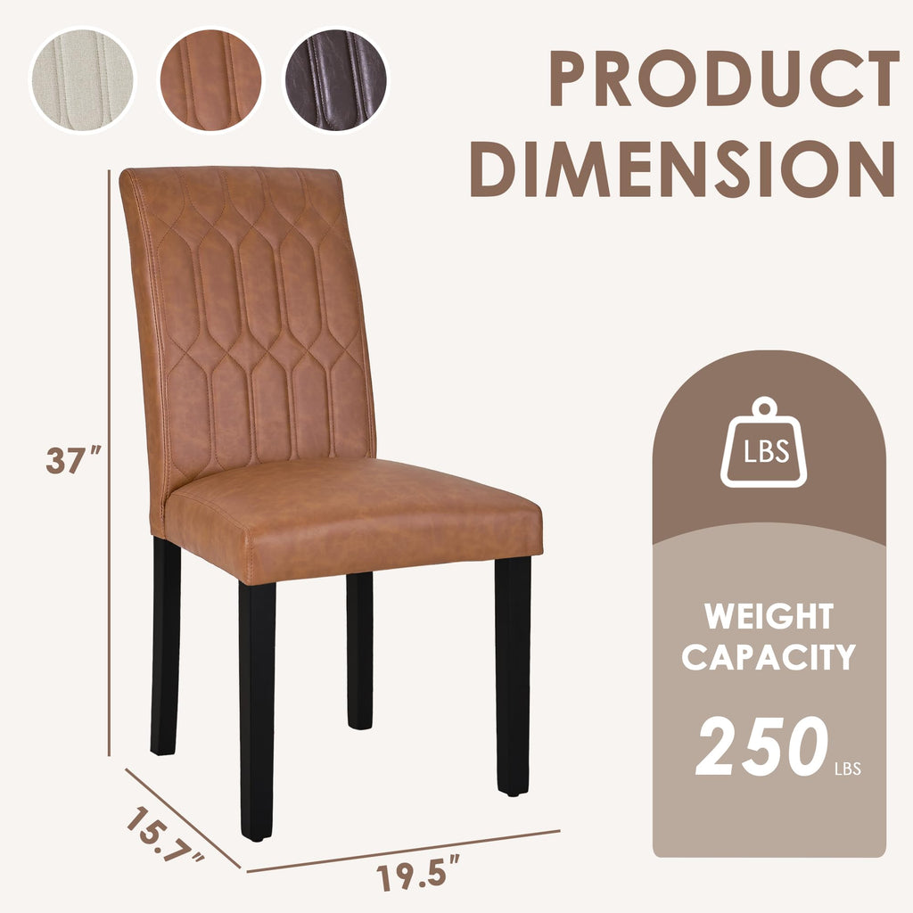 Upholstered Dining Chairs Set of 2 PU Leather Brown V4455