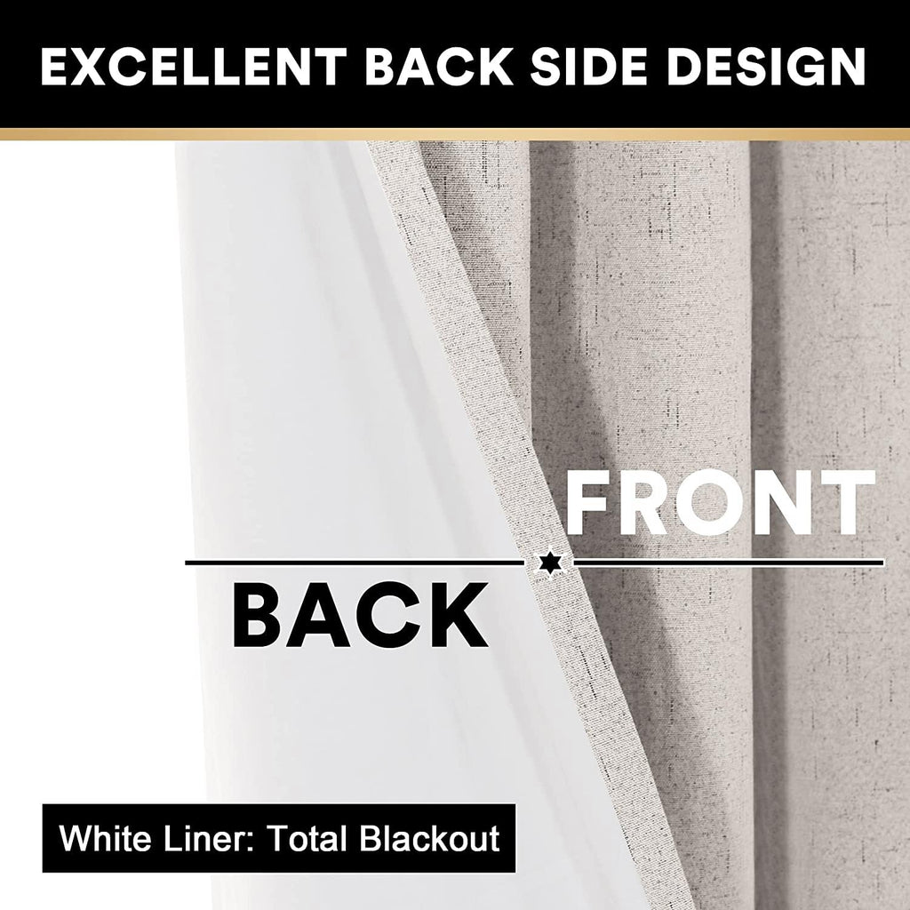 Blackout Curtains 84 Inches Long Faux Linen Thermal Insulated W100 X L84 Inch Y93942