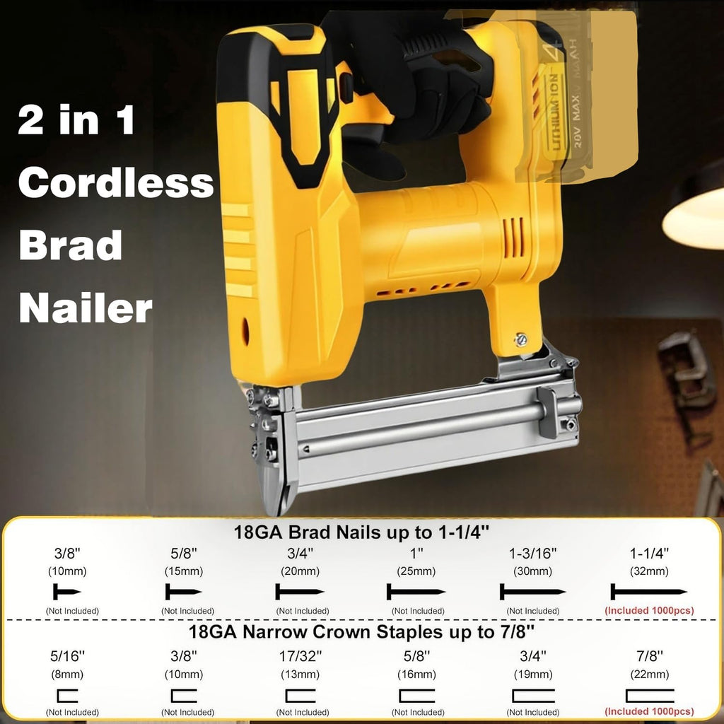 2 in 1 Cordless Brad Nailer 18 Gauge Electric Nail Gun A6078
