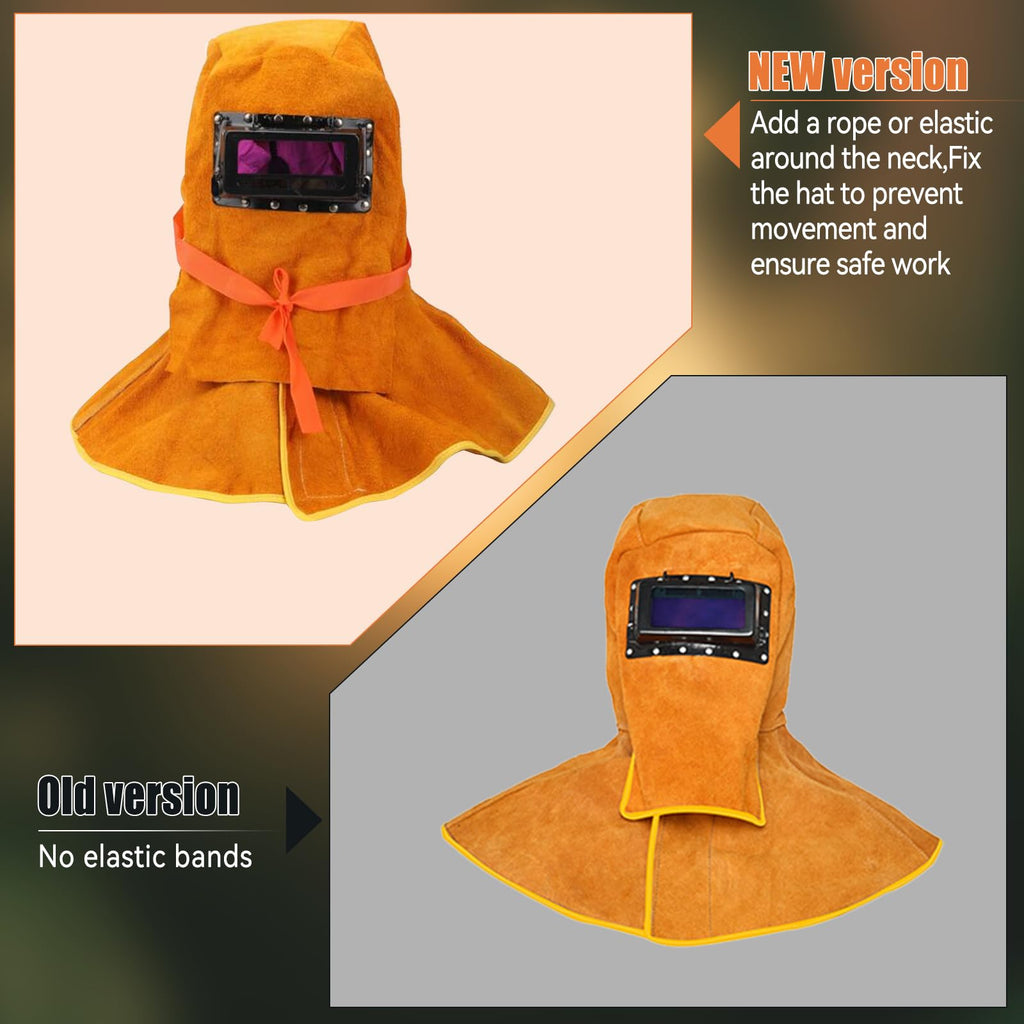 Cowhide Leather Welding Hood with Auto Darkening Filter A828