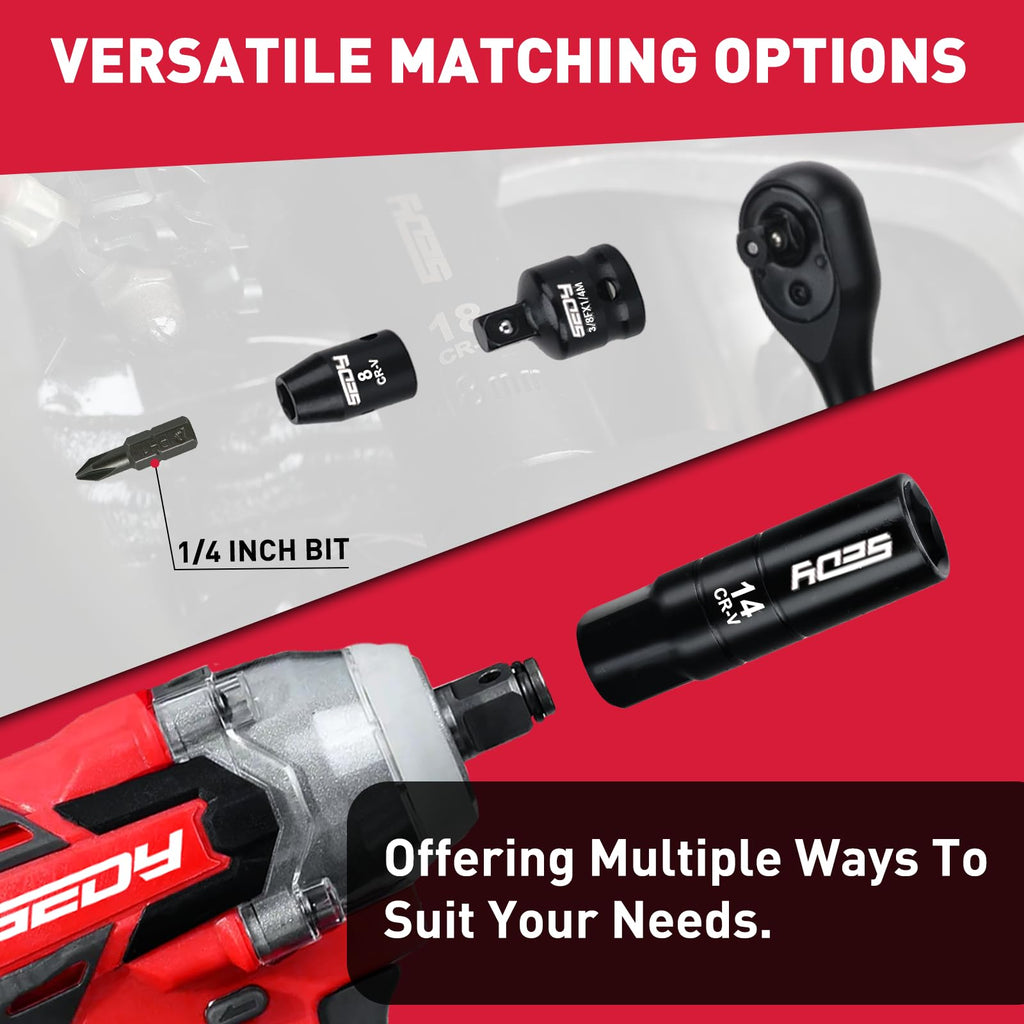 96-Piece 3/8" Drive Impact Socket Wrench and Bit Set, SAE & Metric, Cr-V Standard & Deep Sockets H26551