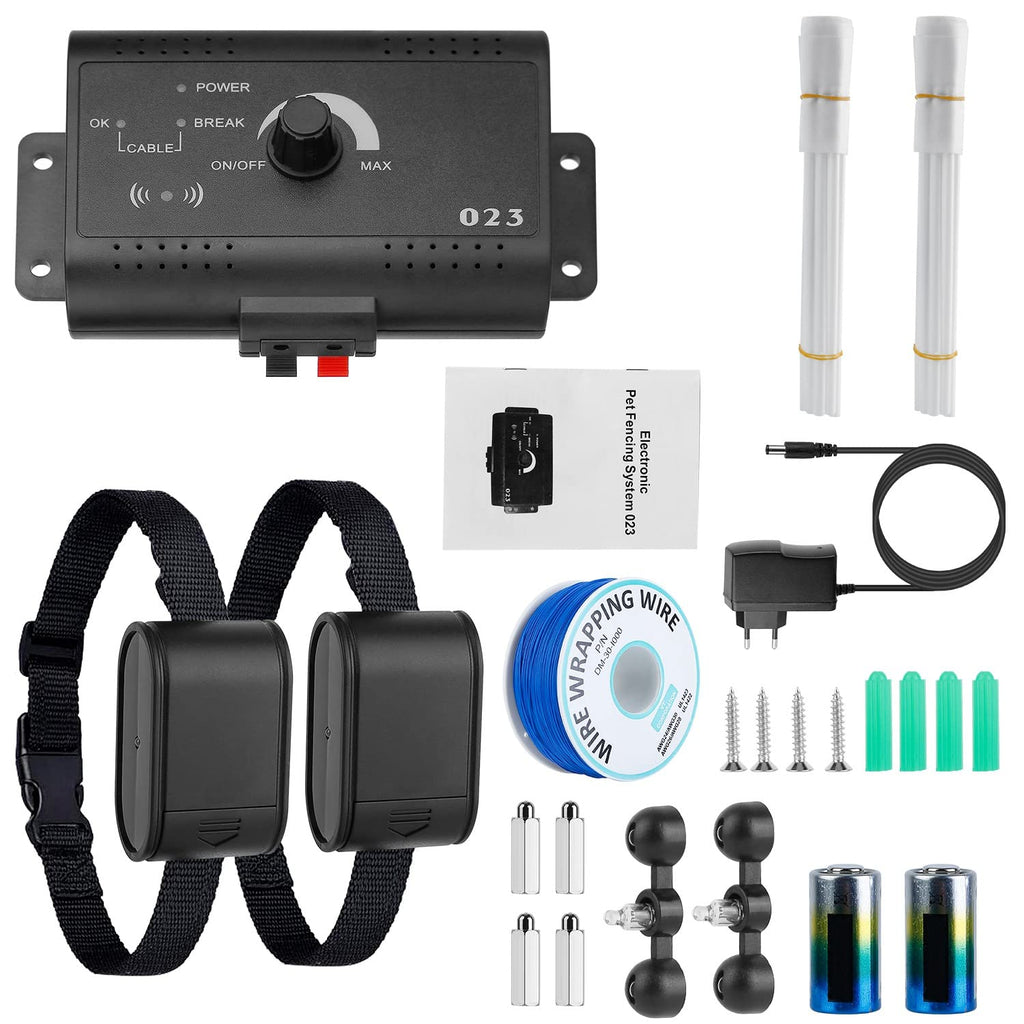 Electric Dog Fence System for 2 Dogs with 2 Waterproof Receiver Collars S989018