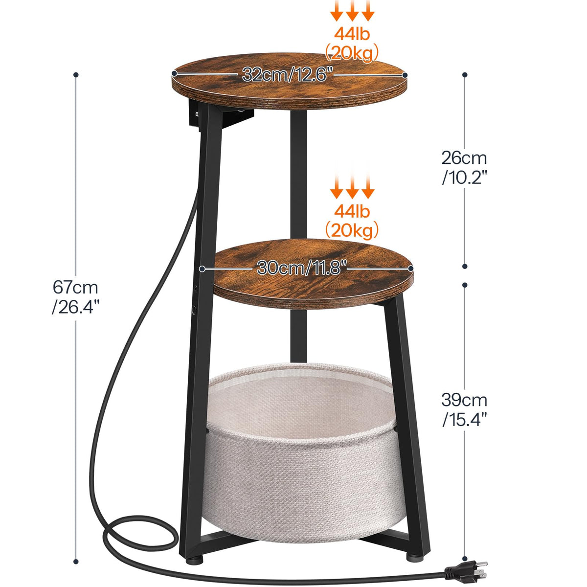 Round Side Table with Charging Station D997589