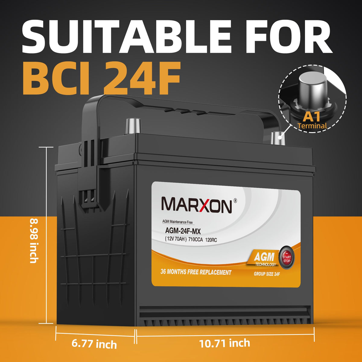 24F 12v 70AH 710CCA AGM Car Battery D4365