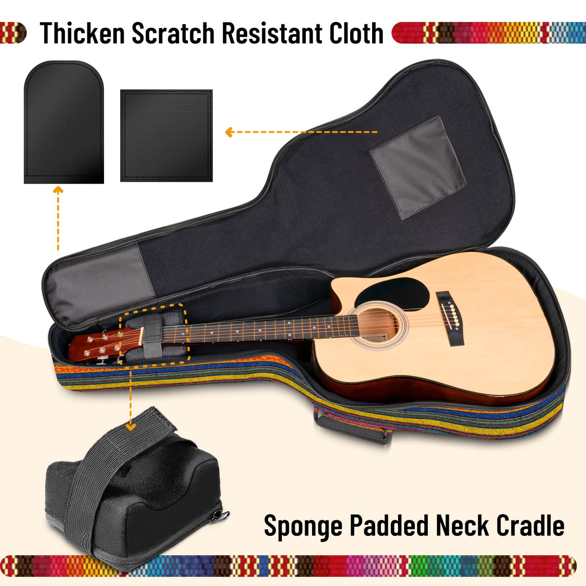 0.65in Thick Sponge Padded Acoustic Guitar Bag V329783