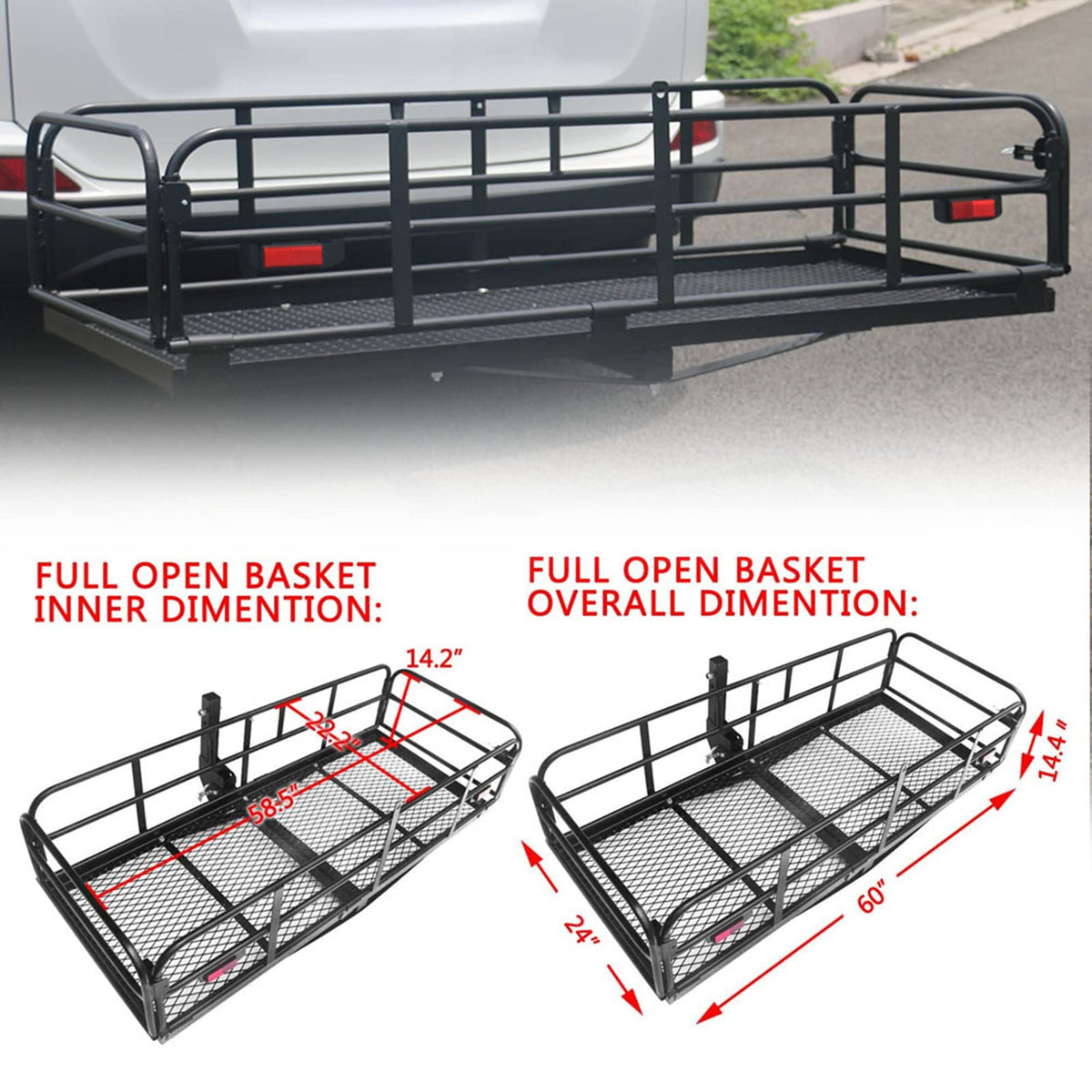 Heavy Duty Folding Hitch Mount Cargo Carrier 60" x 24" x 14.4" P92724