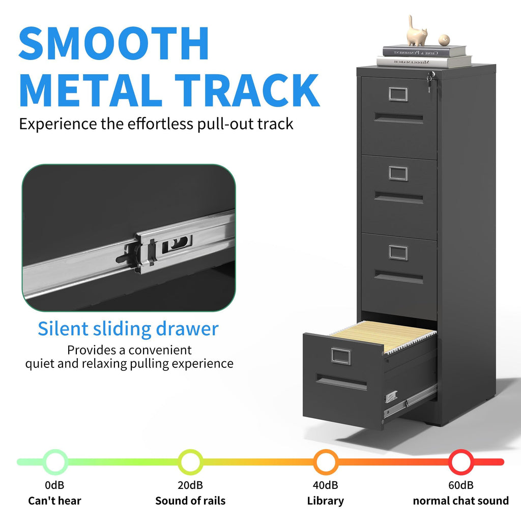 Black 4 Drawer Metal File Cabinet with Lock Y3576