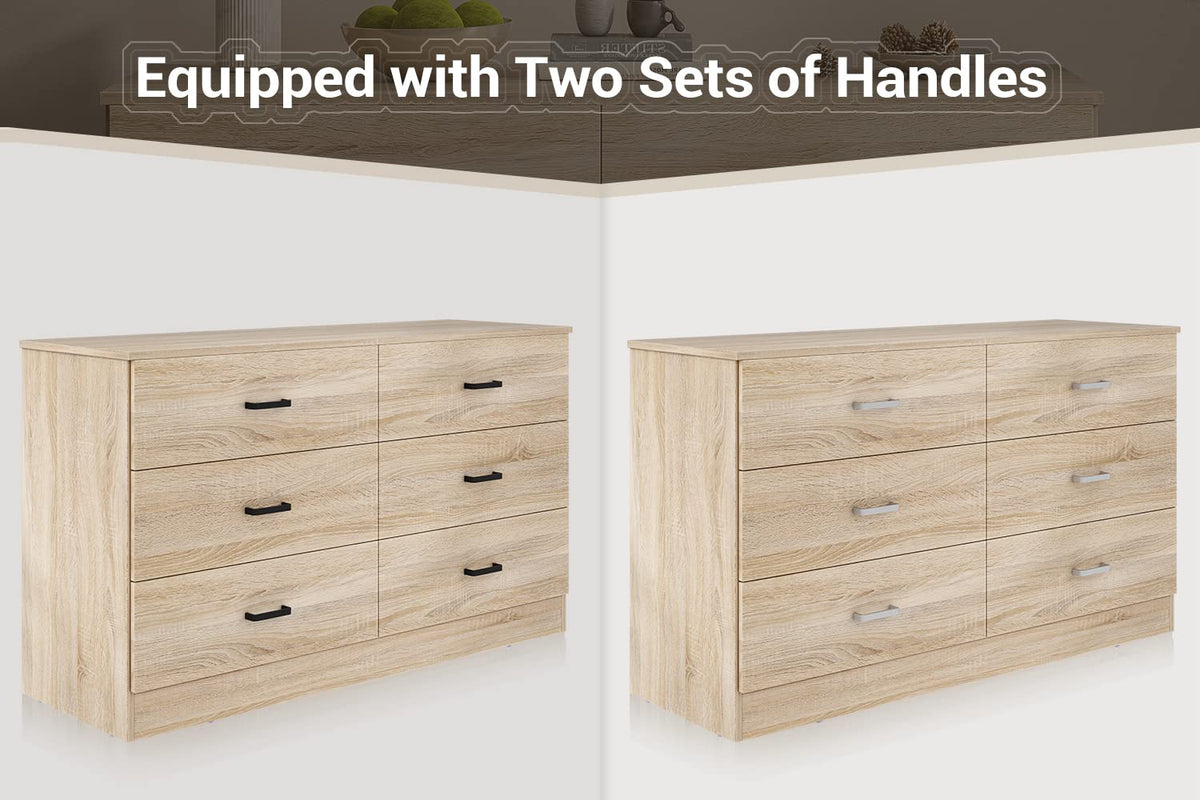 Light Oak 6 Drawer Dresser Y562