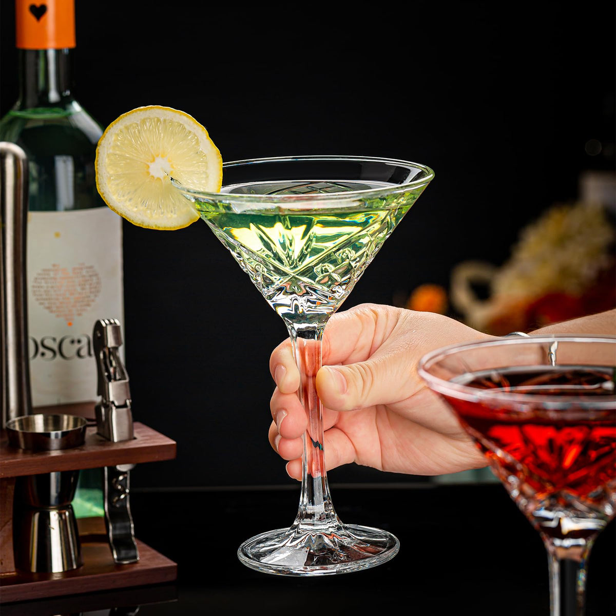 Set of 4 Crystal Stemmed Cocktail Glasses H551581