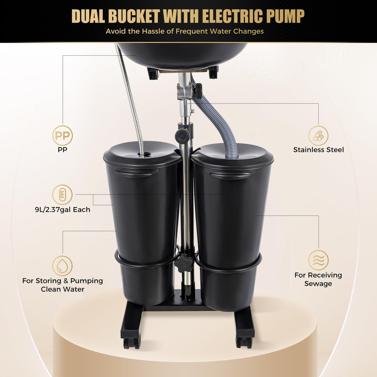 Portable Shampoo Bowl with Electric Pump T8286