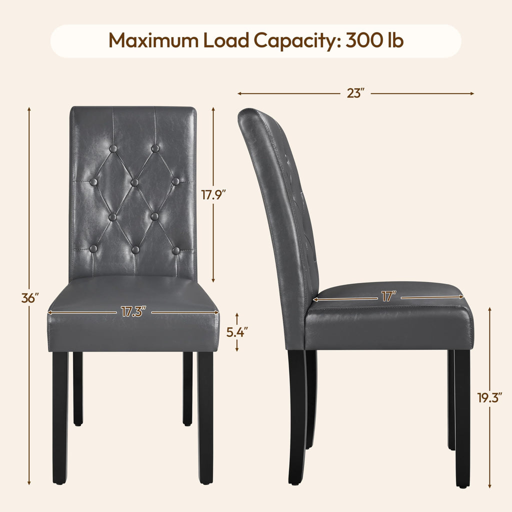Dining Chairs Set of 2 Tufted Gray N41699