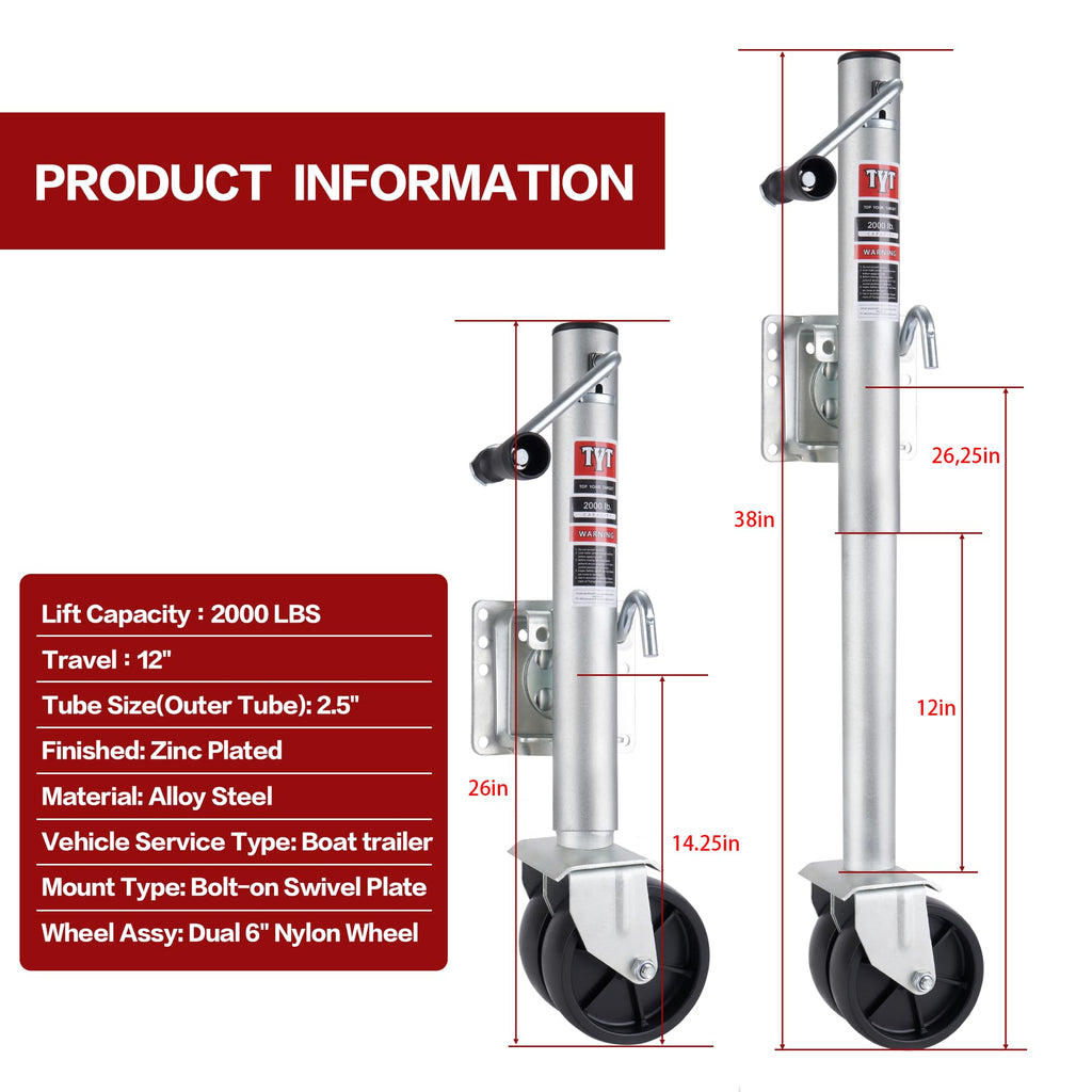 2000 lbs Boat Trailer Jack with Wheel O14095