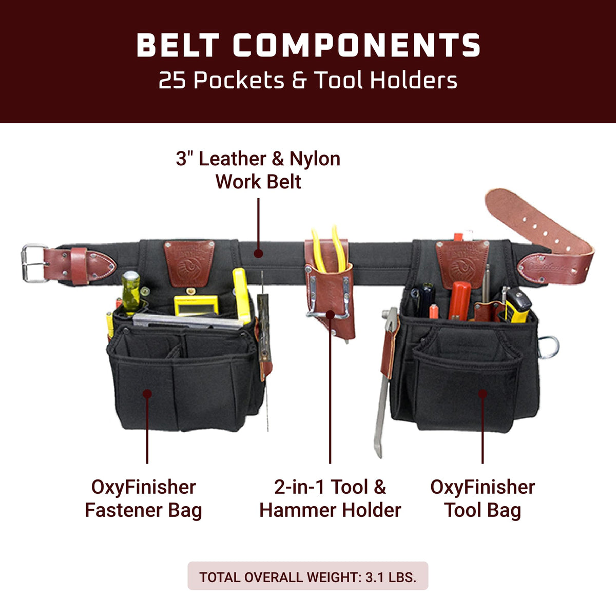 Leather Tool Belt Set with 25 Pockets X202804