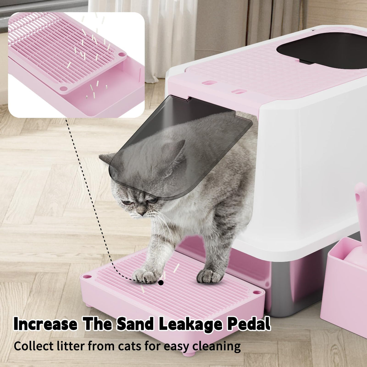 Stainless Enclosed High-Sided Covered Litter Box H8754