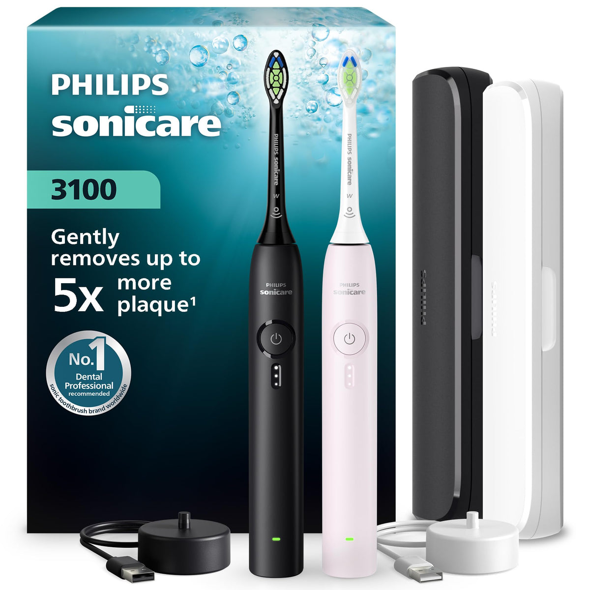 Black & Light Pink 2 Pack Electric Toothbrush N83822