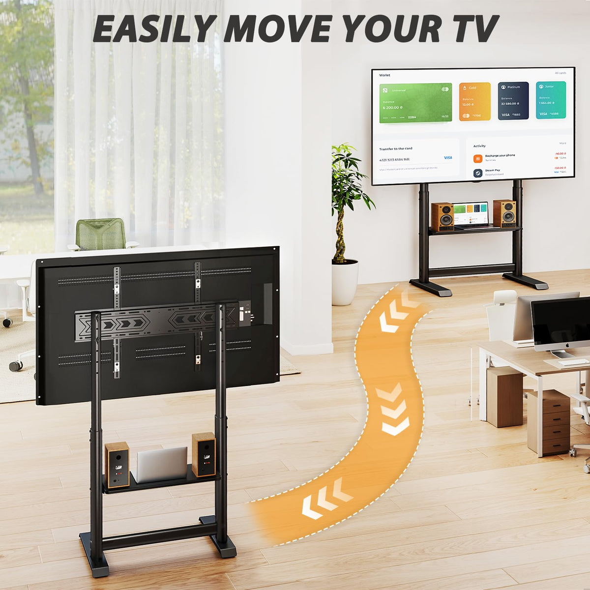 Heavy Duty Rolling TV Stand for 55-100 inch TVs I8926