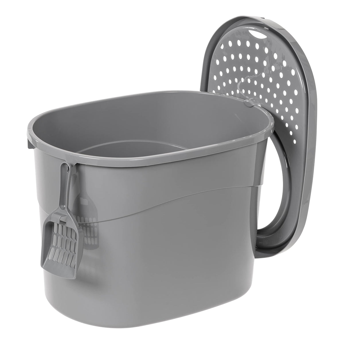 Large Top Entry Cat Litter Box with High Sides and Scoop Z721744