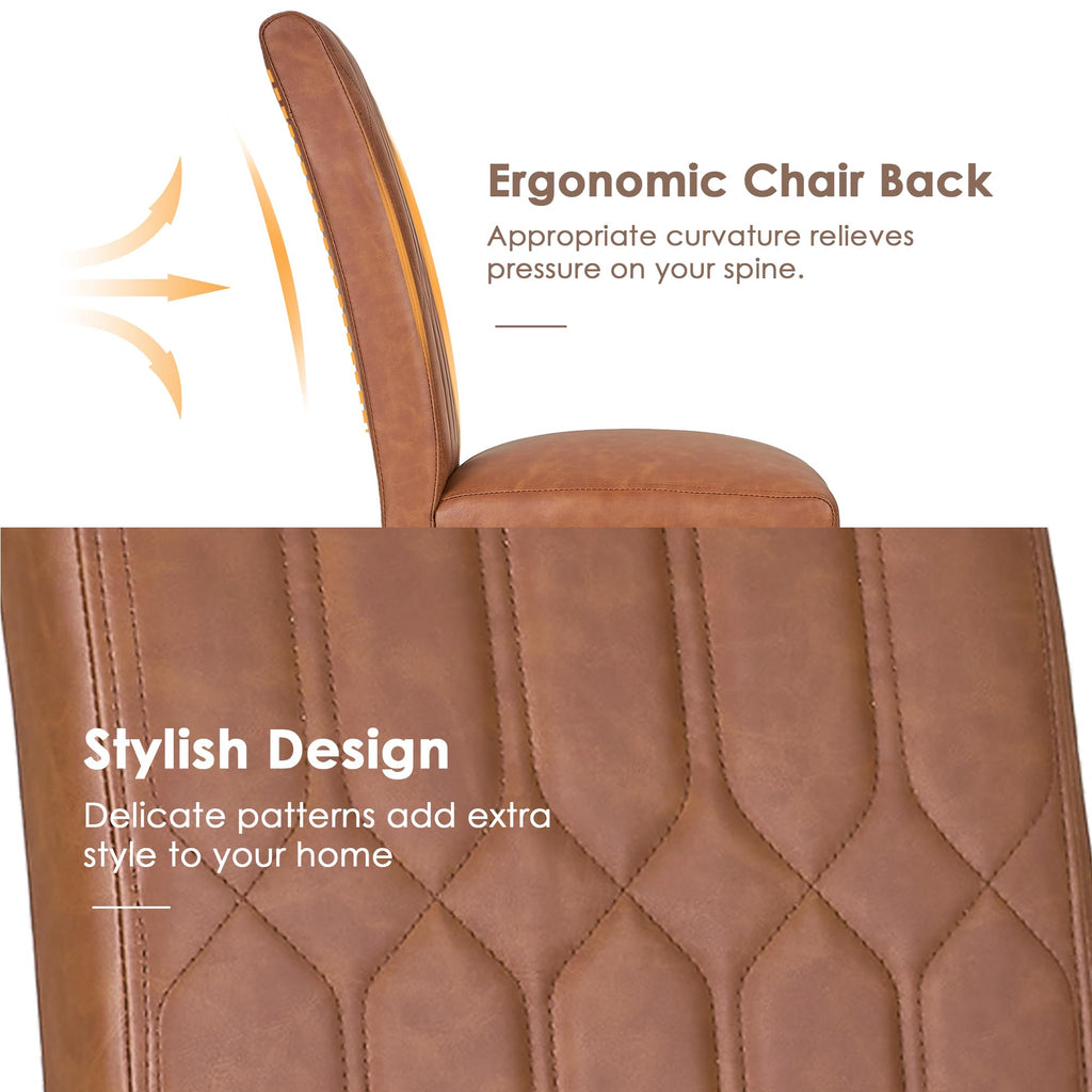 Upholstered Dining Chairs Set of 2 PU Leather Brown V4455