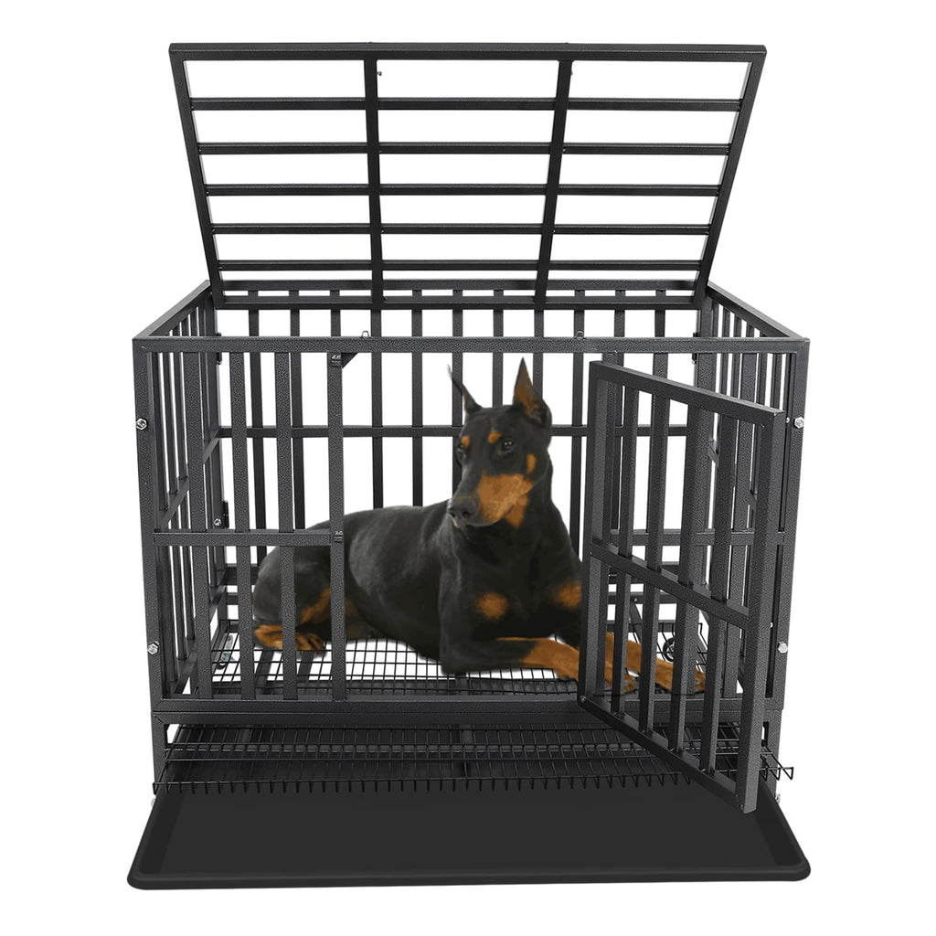 37" Heavy Duty Metal Dog Crate with Removable Tray T886568