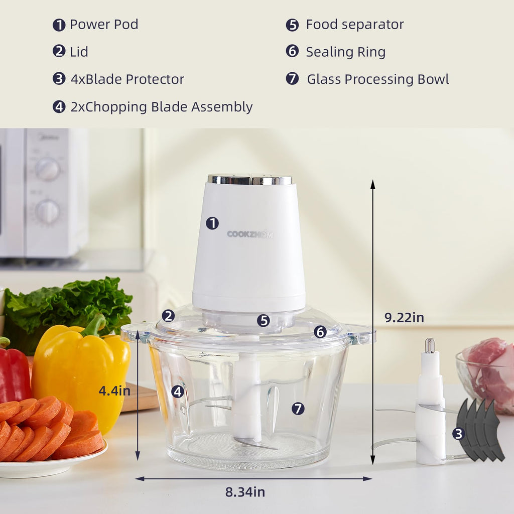 500W Stainless Steel 8-Cup Glass Bowl Food Processor P907196
