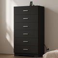 Black 6 Drawer Wood Dresser with Power Outlets O1504